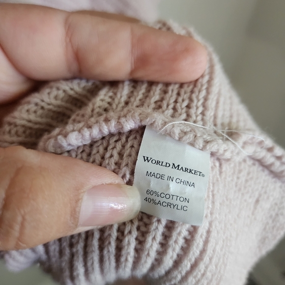 World Market Ribbed Knit Pink Overlay Poncho Top Lounge Casual Boho Minimalist - Picture 10 of 10